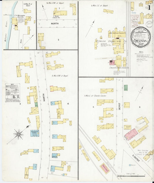 Sanborn Fire Insurance Map from Chester, Windsor County, Vermont (1900), Sheet #0001 - Historic Sanborn Fire Insurance Map Print, vintage old map wall art, antique decor, genealogy gift, Vermont Vermont map