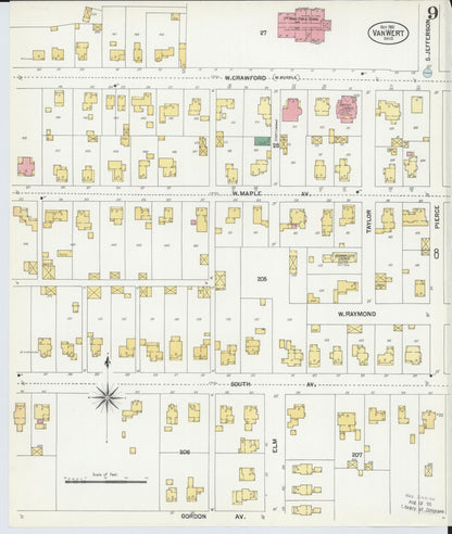Sanborn Fire Insurance Map from Van Wert, Van Wert County, Ohio (1901), Sheet #0009 - Complete Map Set gallery image, historic Sanborn map, vintage wall art, Ohio Ohio