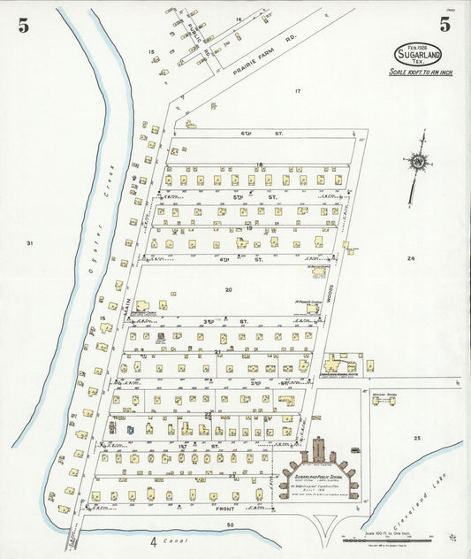 Sanborn Fire Insurance Map from Sugarland, Fort Bend County, Texas (1926), Sheet #0005 - Historic Sanborn Fire Insurance Map Print, vintage old map wall art, antique decor, genealogy gift, Texas Texas map