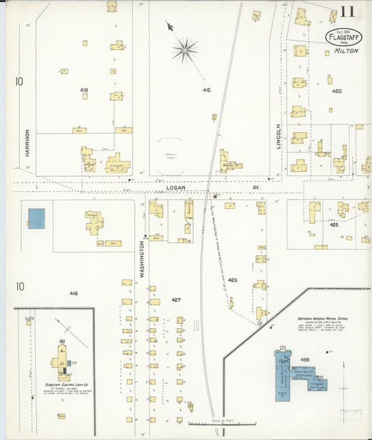 Sanborn Fire Insurance Map from Flagstaff, Coconino County, Arizona (1901), Sheet #0011 - Historic Sanborn Fire Insurance Map Print, vintage old map wall art, antique decor, genealogy gift, Arizona Arizona map