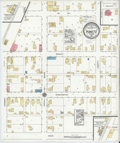 Sanborn Fire Insurance Map from Poneto, Wells County, Indiana (1920), Sheet #0001 - Historic Sanborn Fire Insurance Map Print, vintage old map wall art, antique decor, genealogy gift, Indiana Indiana map