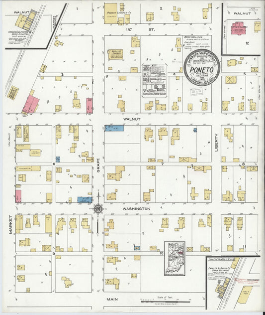 Sanborn Fire Insurance Map from Poneto, Wells County, Indiana (1920), Sheet #0001 - Historic Sanborn Fire Insurance Map Print, vintage old map wall art, antique decor, genealogy gift, Indiana Indiana map
