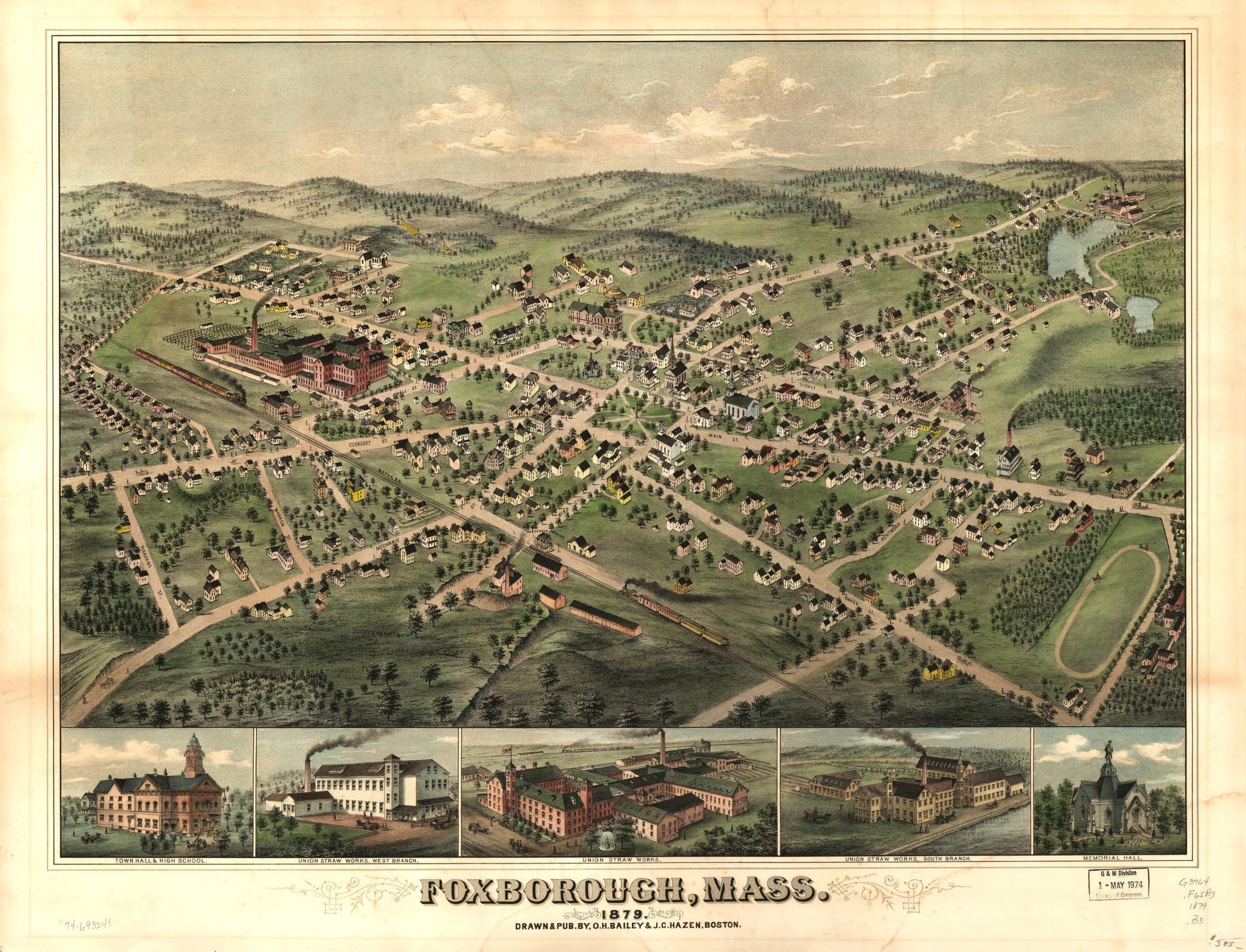Foxborough, Mass. 1879. (1879) – Historic Bird’s-Eye View Panorama Print