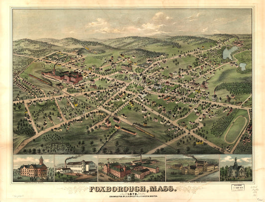 Foxborough, Mass. 1879. (1879) – Historic Bird’s-Eye View Panorama Print