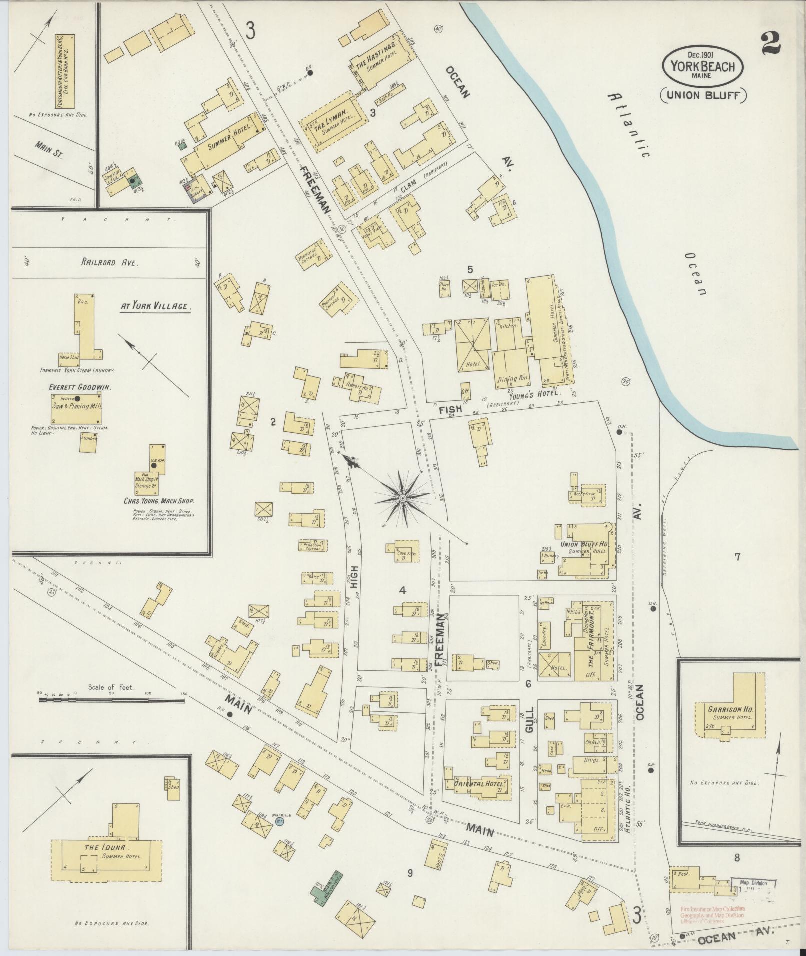 Sanborn Fire Insurance Map from York Beach, York County, Maine (1901), Sheet #0002 - Complete Map Set gallery image, historic Sanborn map, vintage wall art, Maine Maine