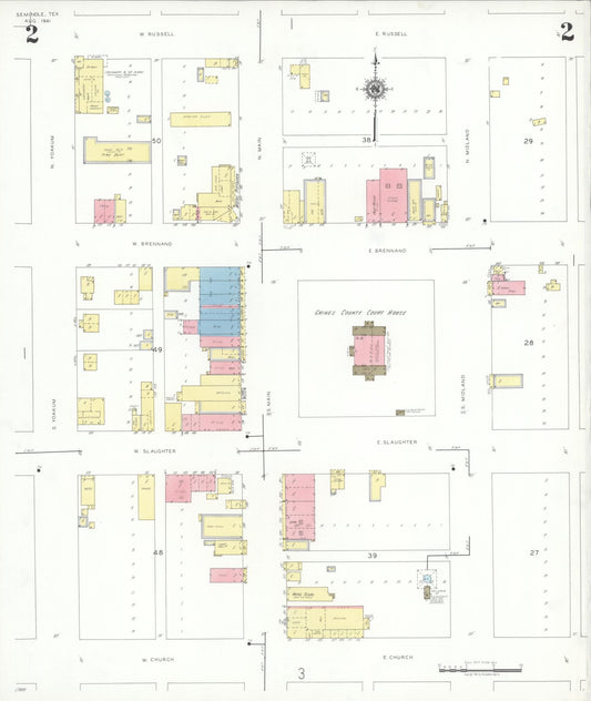 Sanborn Fire Insurance Map from Seminole, Gaines County, Texas (1941), Sheet #0002 - Historic Sanborn Fire Insurance Map Print, vintage old map wall art, antique decor, genealogy gift, Texas Texas map