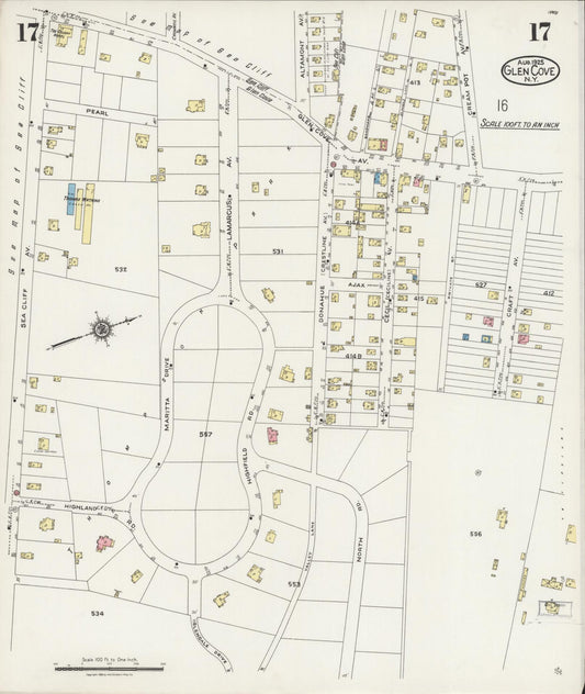 Sanborn Fire Insurance Map from Glen Cove, Nassau County, New York (1925), Sheet #0017 - Historic Sanborn Fire Insurance Map Print, vintage old map wall art, antique decor, genealogy gift, New York New York map
