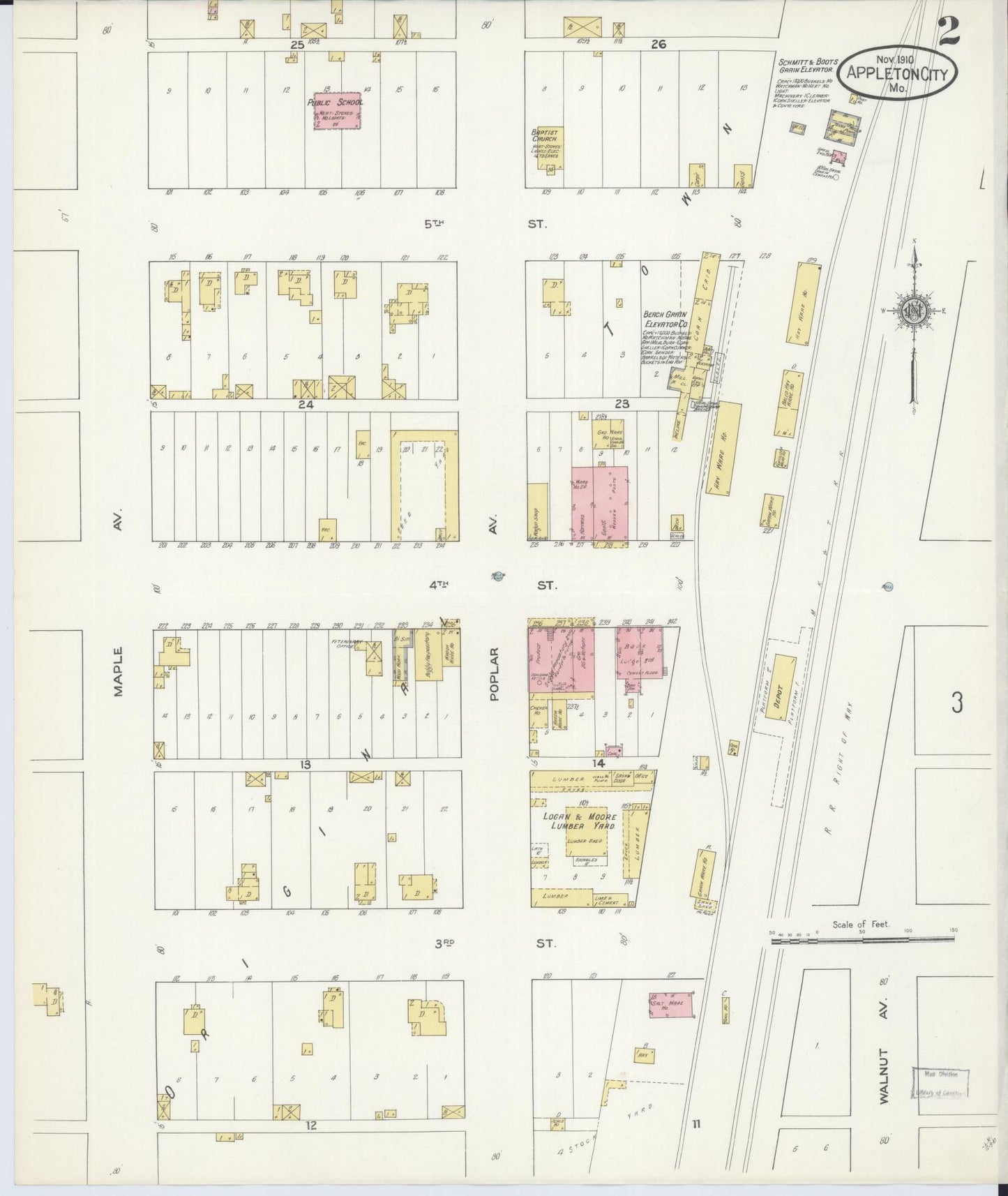 Sanborn Fire Insurance Map from Appleton City, Saint Clair County, Missouri (1910), Sheet #0002 - Historic Sanborn Fire Insurance Map Print, vintage old map wall art, antique decor, genealogy gift, Missouri Missouri map