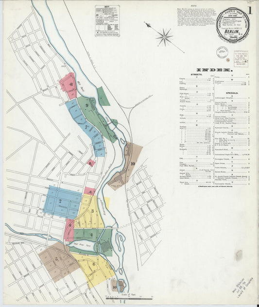 Sanborn Fire Insurance Map from Berlin, Coos County, New Hampshire (1901), Sheet #0001 - Complete Map Set gallery image, historic Sanborn map, vintage wall art, New Hampshire New Hampshire