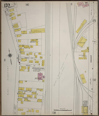 Sanborn Fire Insurance Map from Worcester, Worcester County, Massachusetts (1910), Sheet #0137 - Historic Sanborn Fire Insurance Map Print, vintage old map wall art, antique decor, genealogy gift, Massachusetts Massachusetts map