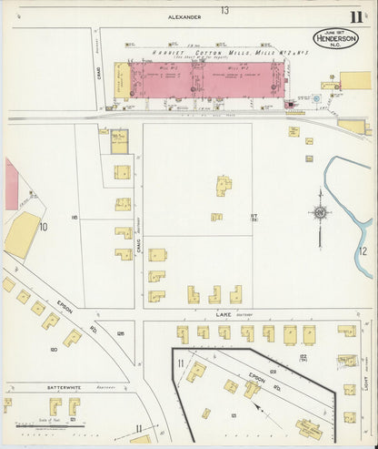 Sanborn Fire Insurance Map from Henderson, Vance County, North Carolina (1917), Sheet #0011 - Complete Map Set gallery image, historic Sanborn map, vintage wall art, North Carolina North Carolina
