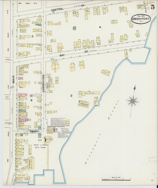 Sanborn Fire Insurance Map from Greenport, Suffolk County, New York (1890), Sheet #0005 - Historic Sanborn Fire Insurance Map Print, vintage old map wall art, antique decor, genealogy gift, New York New York map