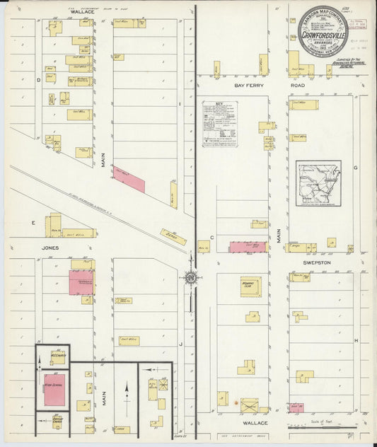 Sanborn Fire Insurance Map from Crawfordsville, Crittenden County, Arkansas. (1913) – Historic Sanborn Fire Insurance Map Print