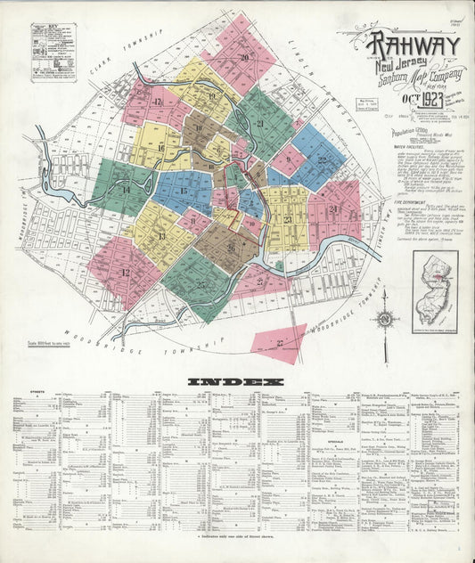 Sanborn Fire Insurance Map from Rahway, Union County, New Jersey. (1923) – Historic Sanborn Fire Insurance Map Print