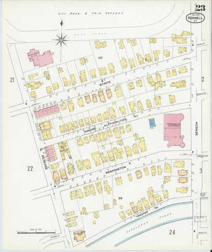 Sanborn Fire Insurance Map from Hornell, Steuben County, New York (1909), Sheet #0023 - Complete Map Set gallery image, historic Sanborn map, vintage wall art, New York New York