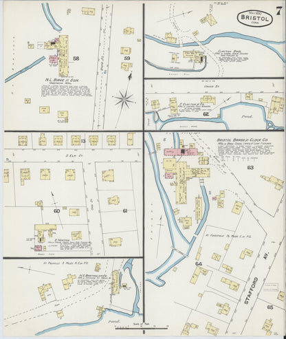 Sanborn Fire Insurance Map from Bristol, Hartford County, Connecticut (1890), Sheet #0006 - Complete Map Set gallery image, historic Sanborn map, vintage wall art, Connecticut Connecticut