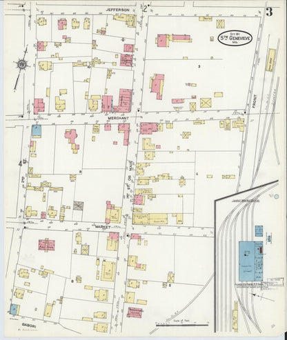 Sanborn Fire Insurance Map from Sainte Genevieve, Saint Genevieve County, Missouri (1911), Sheet #0003 - Complete Map Set gallery image, historic Sanborn map, vintage wall art, Missouri Missouri