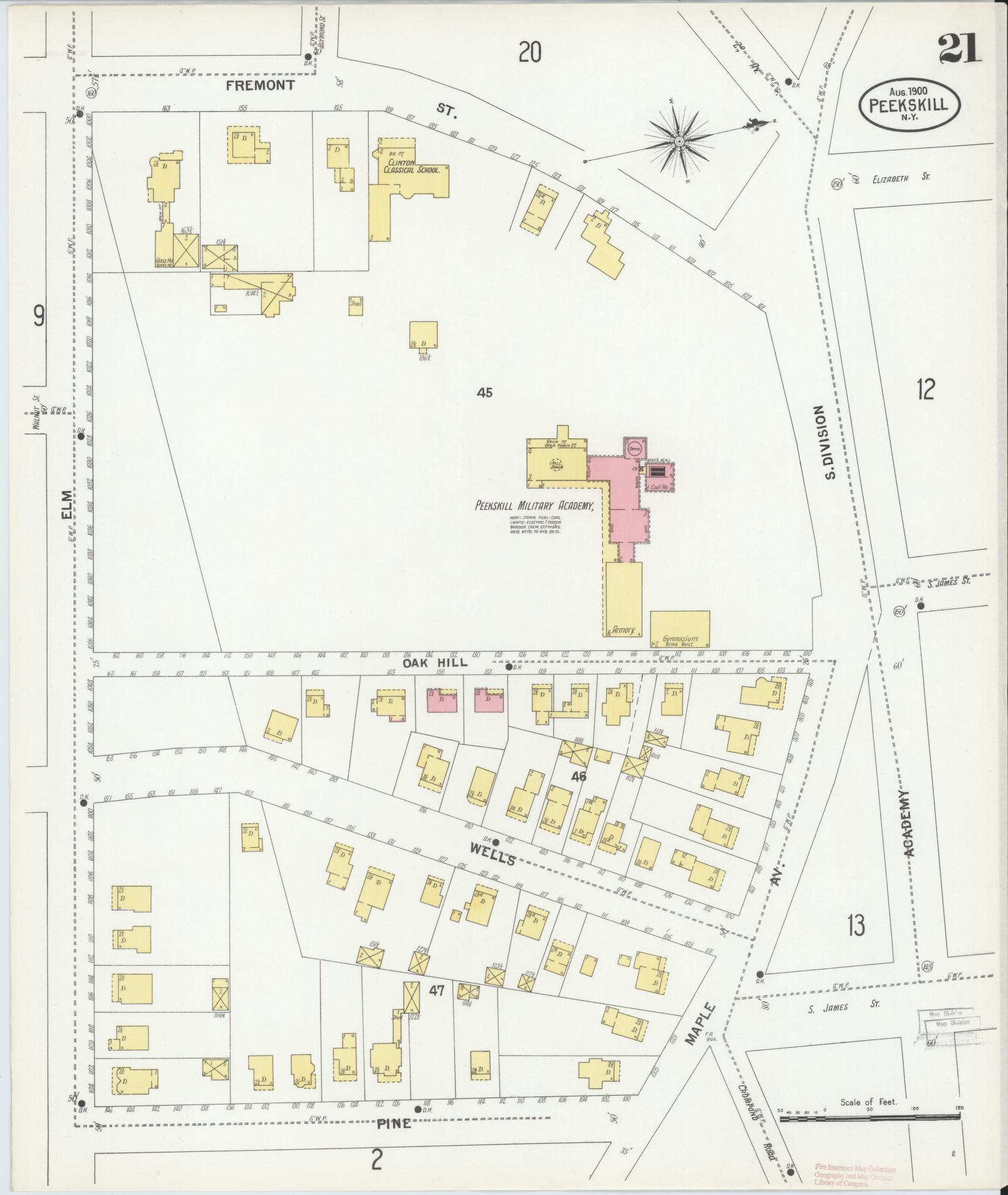 Sanborn Fire Insurance Map from Peekskill, Westchester County, New York (1900), Sheet #0021 - Complete Map Set gallery image, historic Sanborn map, vintage wall art, New York New York