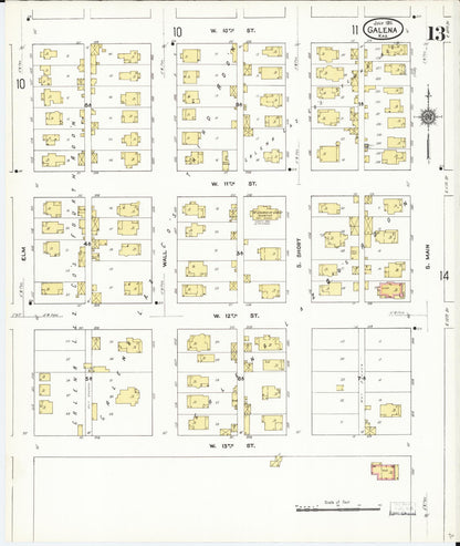 Sanborn Fire Insurance Map from Galena, Cherokee County, Kansas (1911), Sheet #0013 - Complete Map Set gallery image, historic Sanborn map, vintage wall art, Kansas Kansas