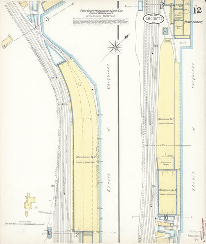 Sanborn Fire Insurance Map from Crockett, Contra Costa County, California (1899), Sheet #0012 - Historic Sanborn Fire Insurance Map Print, vintage old map wall art, antique decor, genealogy gift, California California map