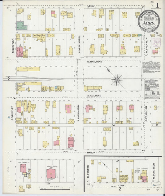 Sanborn Fire Insurance Map from Lena, Stephenson County, Illinois (1904), Sheet #0001 - Historic Sanborn Fire Insurance Map Print, vintage old map wall art, antique decor, genealogy gift, Illinois Illinois map