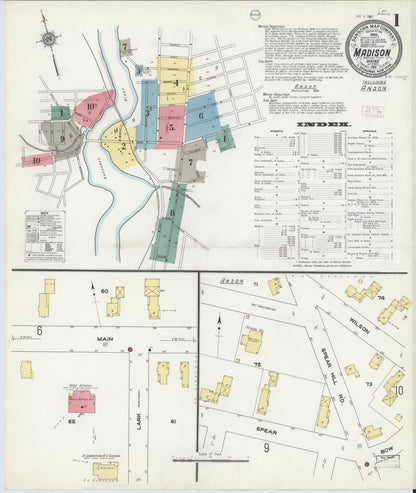 Sanborn Fire Insurance Map from Madison, Somerset County, Maine (1911), Sheet #0001 - Complete Map Set gallery image, historic Sanborn map, vintage wall art, Maine Maine