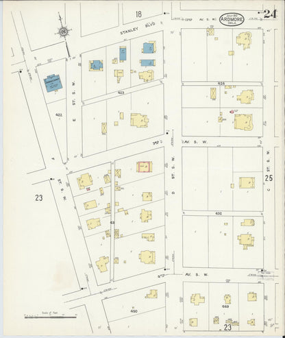 Sanborn Fire Insurance Map from Ardmore, Carter County, Oklahoma (1913), Sheet #0024 - Complete Map Set gallery image, historic Sanborn map, vintage wall art, Oklahoma Oklahoma