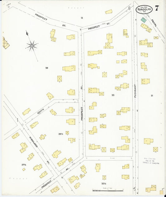 Sanborn Fire Insurance Map from Randolph, Orange County, Vermont (1905), Sheet #0007 - Historic Sanborn Fire Insurance Map Print, vintage old map wall art, antique decor, genealogy gift, Vermont Vermont map