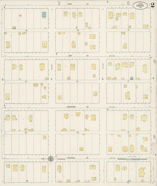 Sanborn Fire Insurance Map from Hardin, Big Horn County, Montana (1920), Sheet #0002 - Historic Sanborn Fire Insurance Map Print, vintage old map wall art, antique decor, genealogy gift, Montana Montana map