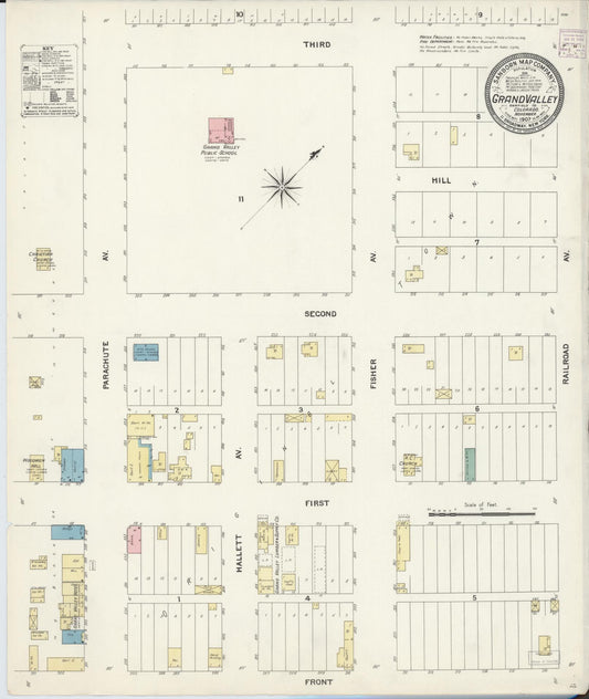 Sanborn Fire Insurance Map from Grand Valley, Garfield County, Colorado (1907), Sheet #0001 - Historic Sanborn Fire Insurance Map Print, vintage old map wall art, antique decor, genealogy gift, Colorado Colorado map