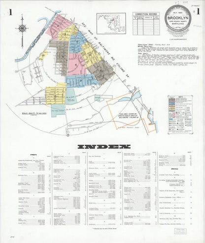 Sanborn Fire Insurance Map from Brooklyn, Anne Arundel County, Maryland (1950), Sheet #0001 - Complete Map Set gallery image, historic Sanborn map, vintage wall art, Maryland Maryland
