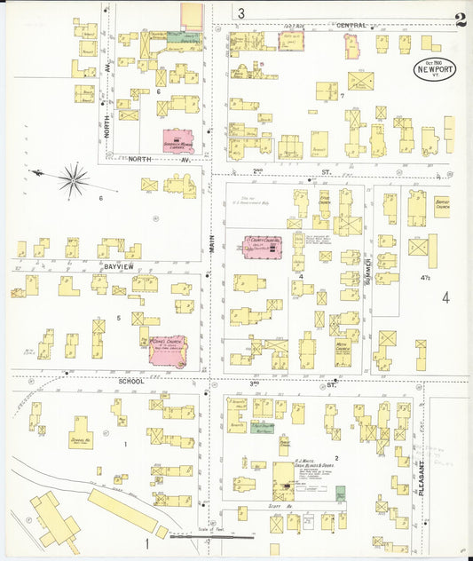 Sanborn Fire Insurance Map from Newport, Orleans County, Vermont (1900), Sheet #0002 - Historic Sanborn Fire Insurance Map Print, vintage old map wall art, antique decor, genealogy gift, Vermont Vermont map
