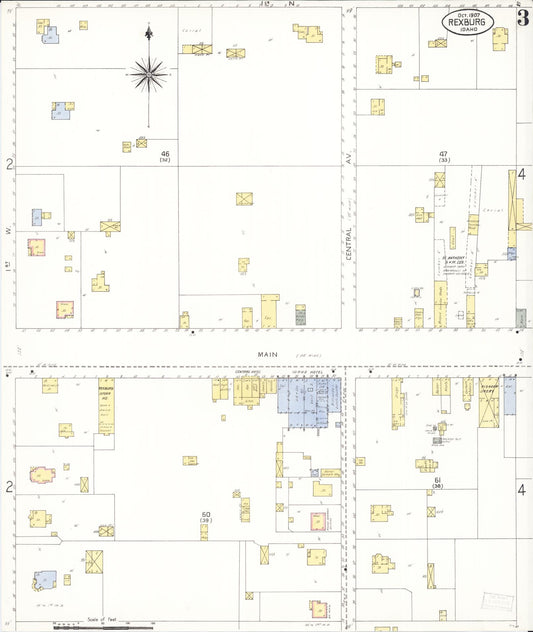 Sanborn Fire Insurance Map from Rexburg, Madison County, Idaho (1907), Sheet #0003 - Historic Sanborn Fire Insurance Map Print, vintage old map wall art, antique decor, genealogy gift, Idaho Idaho map