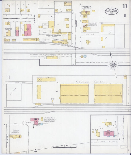 Sanborn Fire Insurance Map from Sycamore, De Kalb County, Illinois (1905), Sheet #0011 - Historic Sanborn Fire Insurance Map Print, vintage old map wall art, antique decor, genealogy gift, Illinois Illinois map