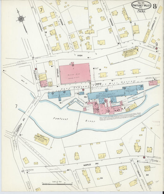 Sanborn Fire Insurance Map from Pawtuxet Valley, Kent and Providence Counties, Rhode Island (1911), Sheet #0008 - Historic Sanborn Fire Insurance Map Print, vintage old map wall art, antique decor, genealogy gift, Washington Washington map