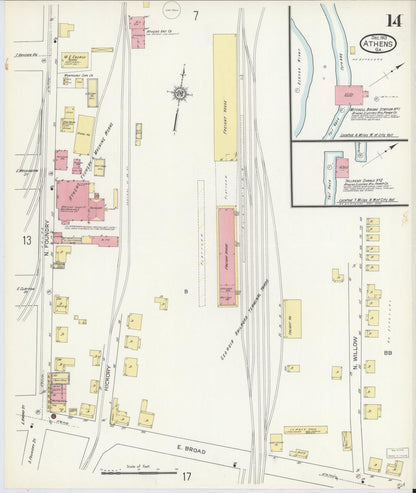 Sanborn Fire Insurance Map from Athens, Clarke County, Georgia (1913), Sheet #0014 - Complete Map Set gallery image, historic Sanborn map, vintage wall art, Georgia Georgia