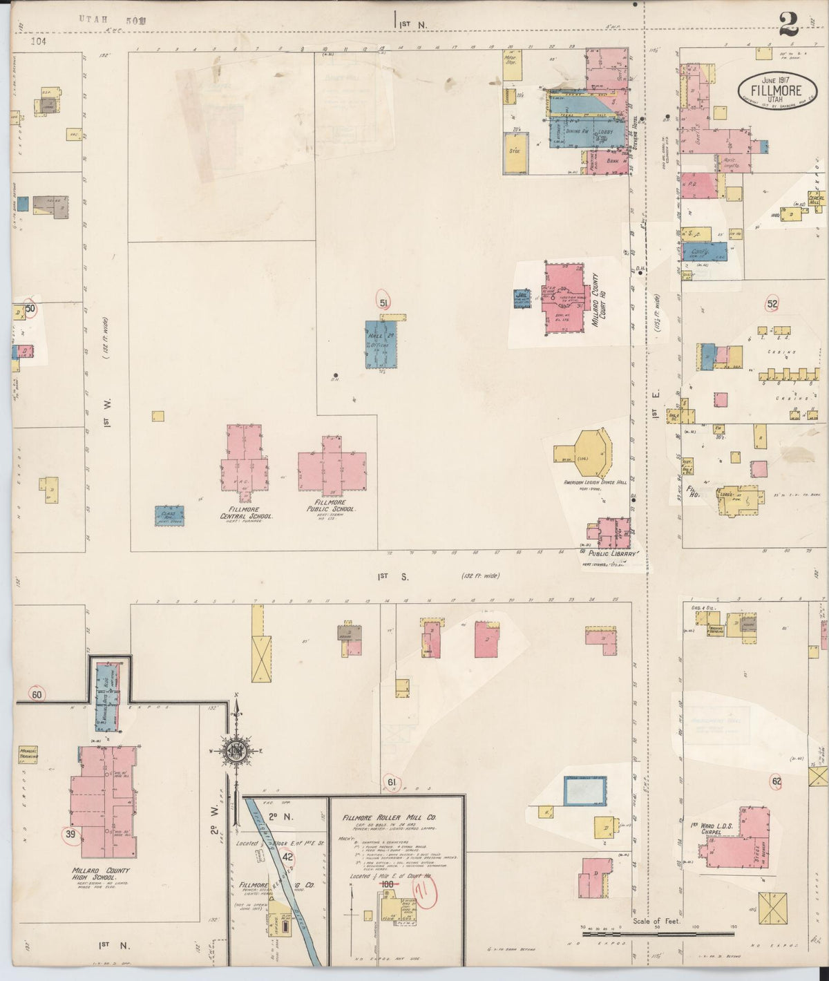 Sanborn Fire Insurance Map from Fillmore, Millard County, Utah (1930), Sheet #0002 - Complete Map Set gallery image, historic Sanborn map, vintage wall art, Utah Utah