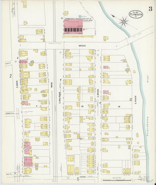 Sanborn Fire Insurance Map from Plymouth, Luzerne County, Pennsylvania (1907), Sheet #0003 - Historic Sanborn Fire Insurance Map Print, vintage old map wall art, antique decor, genealogy gift, Pennsylvania Pennsylvania map