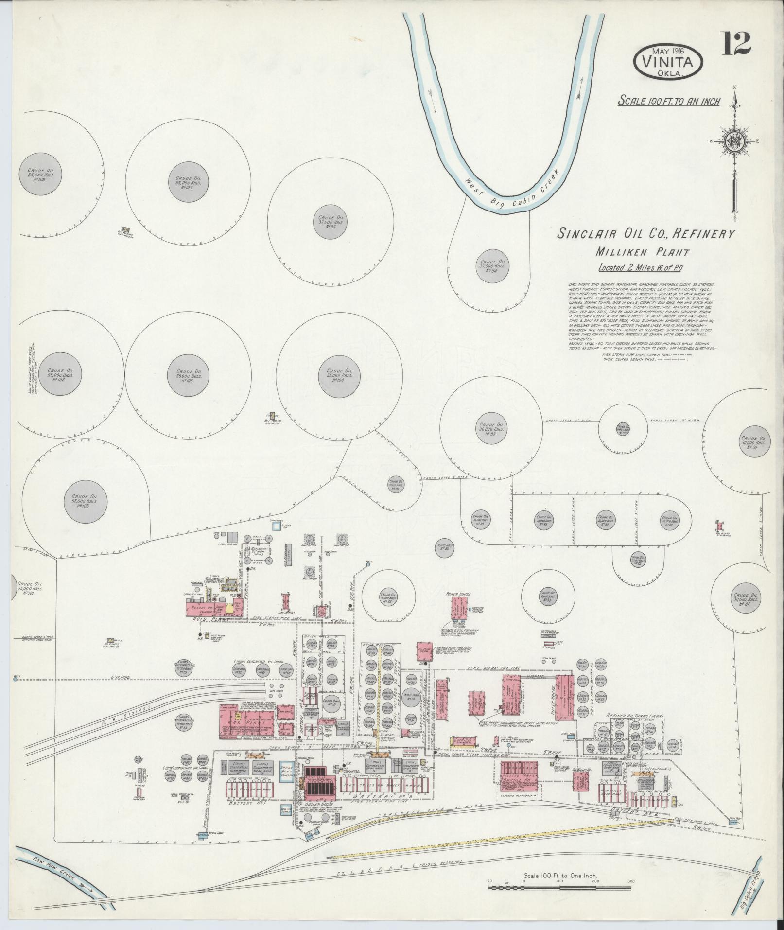 Sanborn Fire Insurance Map from Vinita, Craig County, Oklahoma (1916), Sheet #0012 - Historic Sanborn Fire Insurance Map Print, vintage old map wall art, antique decor, genealogy gift, Oklahoma Oklahoma map