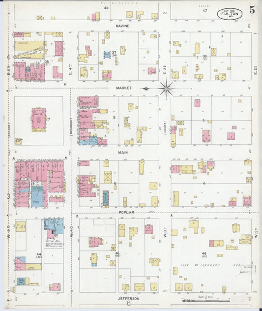Sanborn Fire Insurance Map from Fulton, Callaway County, Missouri (1902), Sheet #0005 - Historic Sanborn Fire Insurance Map Print, vintage old map wall art, antique decor, genealogy gift, Missouri Missouri map