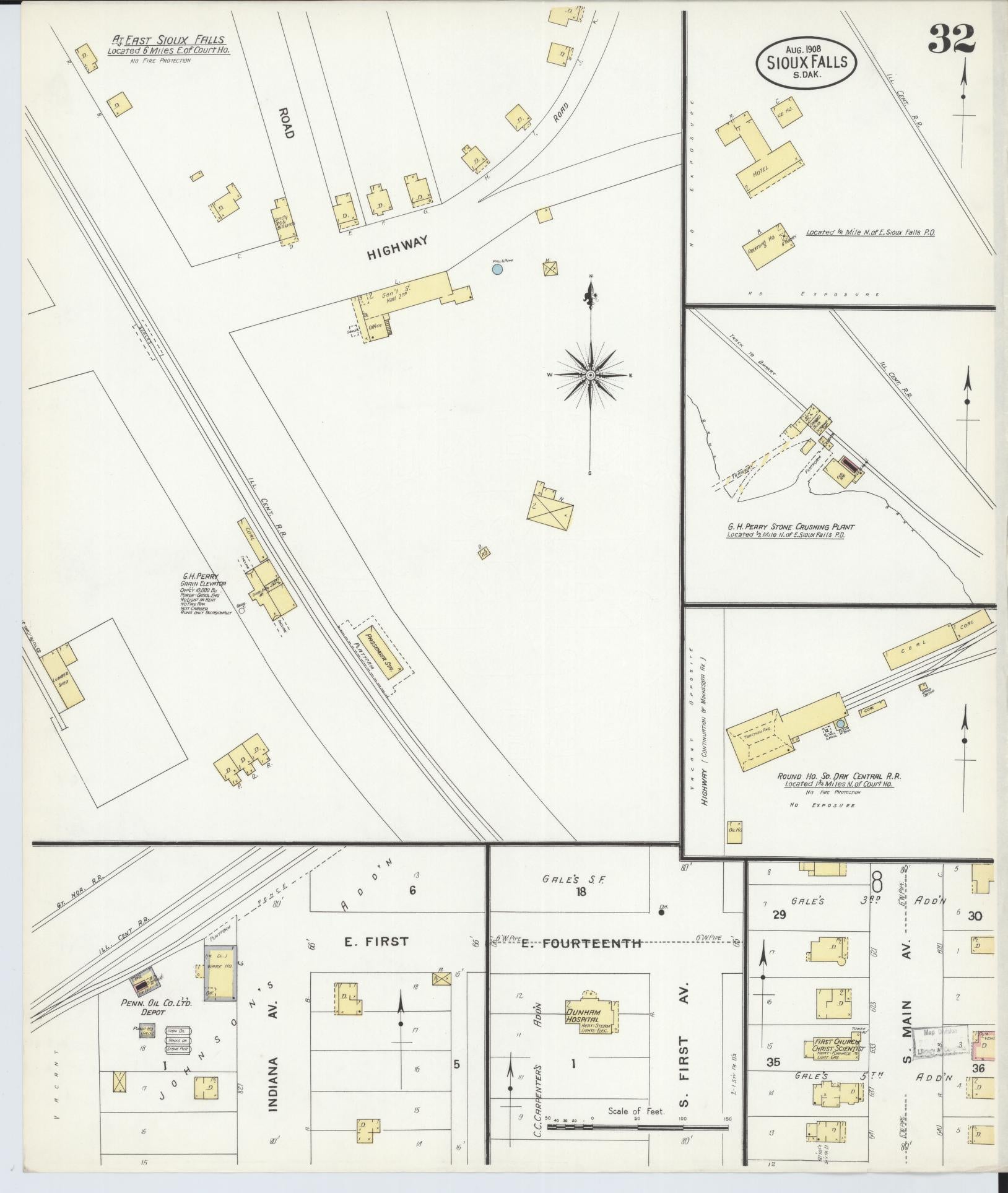 Sanborn Fire Insurance Map from Sioux Falls, Minnehaha County, South Dakota (1908), Sheet #0032 - Complete Map Set gallery image, historic Sanborn map, vintage wall art, South Dakota South Dakota
