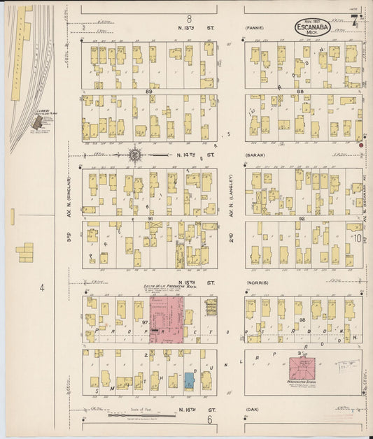 Sanborn Fire Insurance Map from Escanaba, Delta County, Michigan (1921), Sheet #0007 - Historic Sanborn Fire Insurance Map Print, vintage old map wall art, antique decor, genealogy gift, Michigan Michigan map