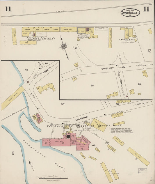 Sanborn Fire Insurance Map from Dover, Piscataguis County, Maine (1923), Sheet #0011 - Historic Sanborn Fire Insurance Map Print, vintage old map wall art, antique decor, genealogy gift, Maine Maine map
