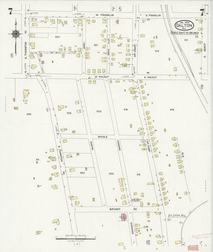 Sanborn Fire Insurance Map from Dalton, Whitfield County, Georgia (1925), Sheet #0007 - Complete Map Set gallery image, historic Sanborn map, vintage wall art, Georgia Georgia