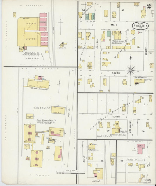 Sanborn Fire Insurance Map from Arcadia, Hamilton County, Indiana (1896), Sheet #0002 - Historic Sanborn Fire Insurance Map Print, vintage old map wall art, antique decor, genealogy gift, Indiana Indiana map