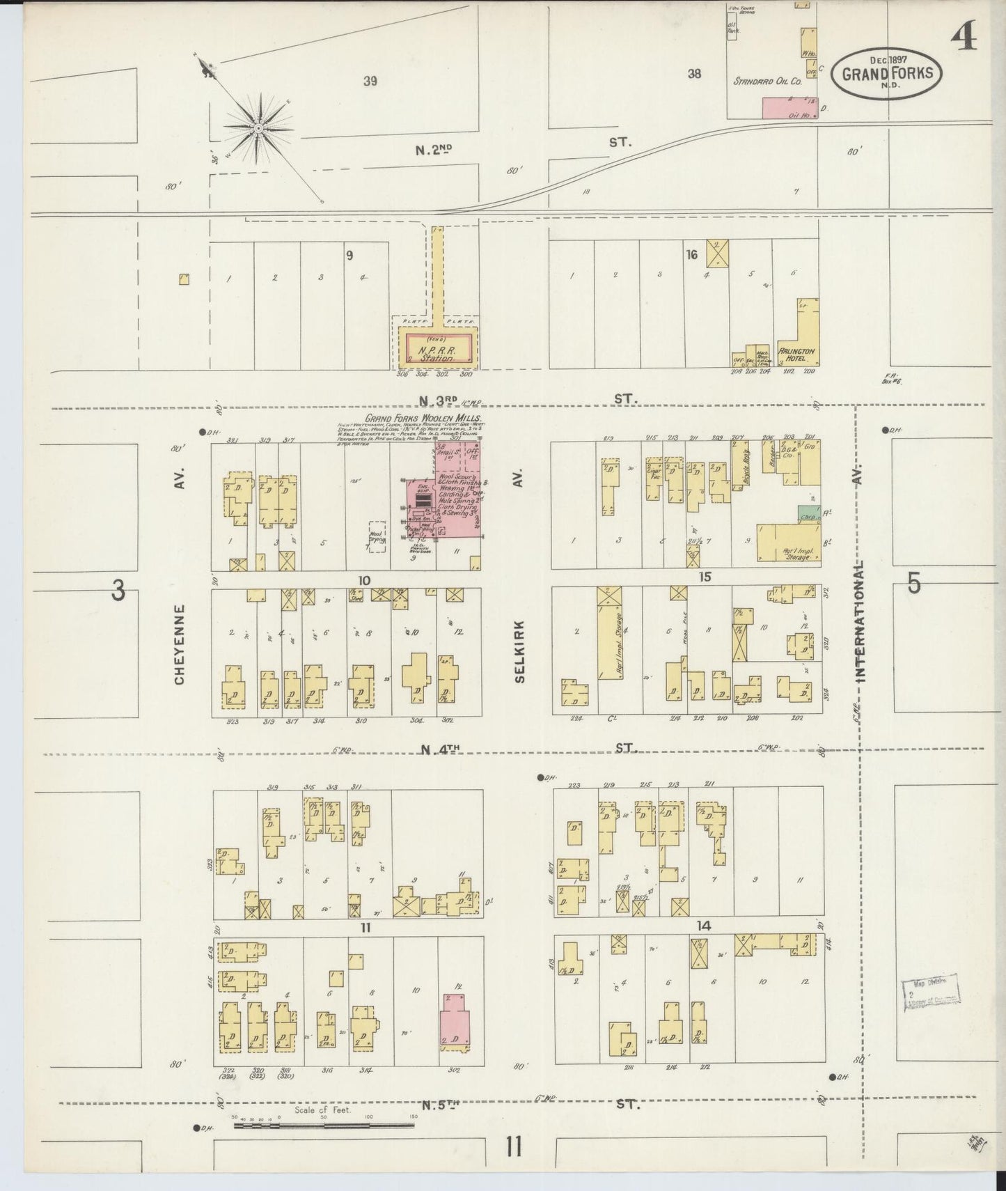 Sanborn Fire Insurance Map from Grand Forks, Grand Forks County, North Dakota (1897), Sheet #0004 - Complete Map Set gallery image, historic Sanborn map, vintage wall art, North Dakota North Dakota