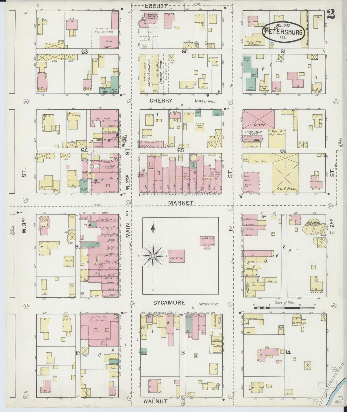Sanborn Fire Insurance Map from Petersburg, Menard County, Illinois (1892), Sheet #0002 - Historic Sanborn Fire Insurance Map Print, vintage old map wall art, antique decor, genealogy gift, Illinois Illinois map