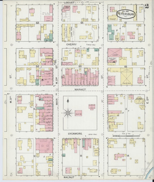 Sanborn Fire Insurance Map from Petersburg, Menard County, Illinois (1892), Sheet #0002 - Historic Sanborn Fire Insurance Map Print, vintage old map wall art, antique decor, genealogy gift, Illinois Illinois map