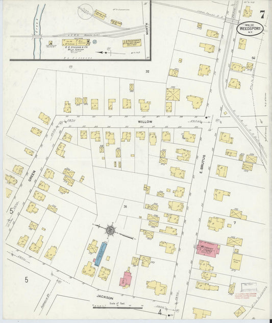 Sanborn Fire Insurance Map from Weedsport, Cayuga County, New York (1911), Sheet #0007 - Historic Sanborn Fire Insurance Map Print, vintage old map wall art, antique decor, genealogy gift, New York New York map