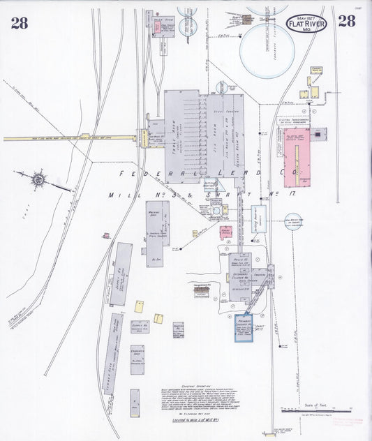 Sanborn Fire Insurance Map from Flat River, Saint Francois County, Missouri (1927), Sheet #0028 - Historic Sanborn Fire Insurance Map Print, vintage old map wall art, antique decor, genealogy gift, Missouri Missouri map